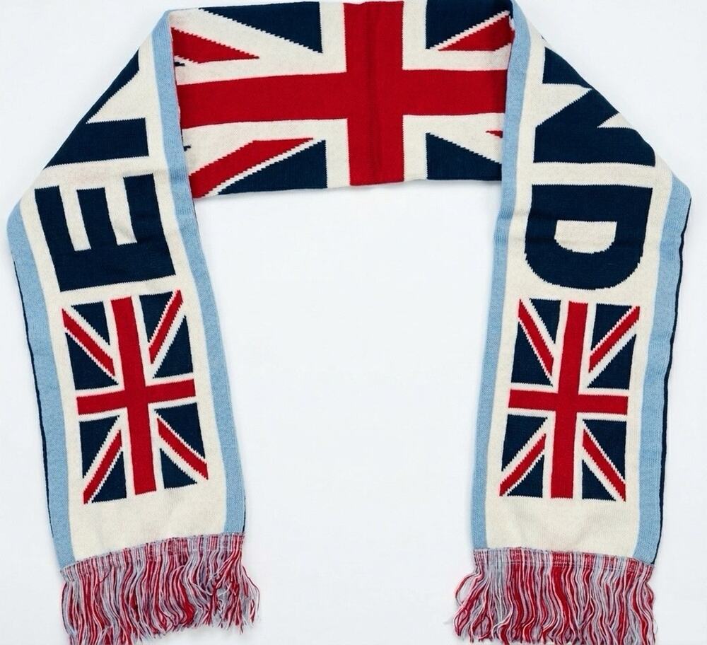 England National Team World Cup Soccer Light Blue 3 Flag Scarf - NWT